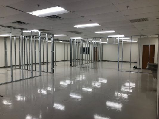 Office Renovation Contractor Build Out for Metal Frames